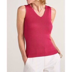 SOFT SURROUNDINGS Soft Essential Ribbed V-Neck Sweater Tank Top Sangria Sz L NWT